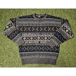 Vintage 90s Stefano Man XL Multicolor Abstract Acrylic Knit Sweater Vtg